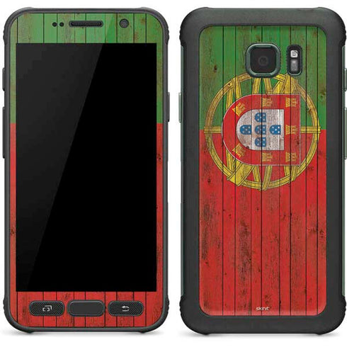Portuguese Flag Dark Wood Galaxy S7 Active Skin